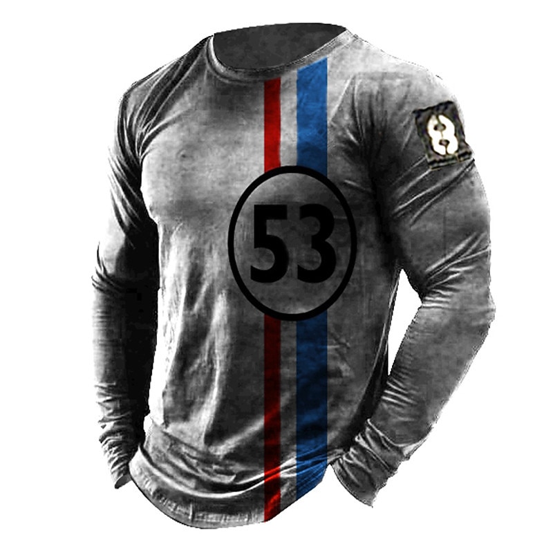 Men's Unisex Striped Graphic Prints T Shirt Distressed T Shirt Long Sleeve T shirt 3D Print Crew Neck Shirt Lightweight Classic Casual Outdoor Daily Holiday Black Blue Brown Spring &  Fall Clothing2