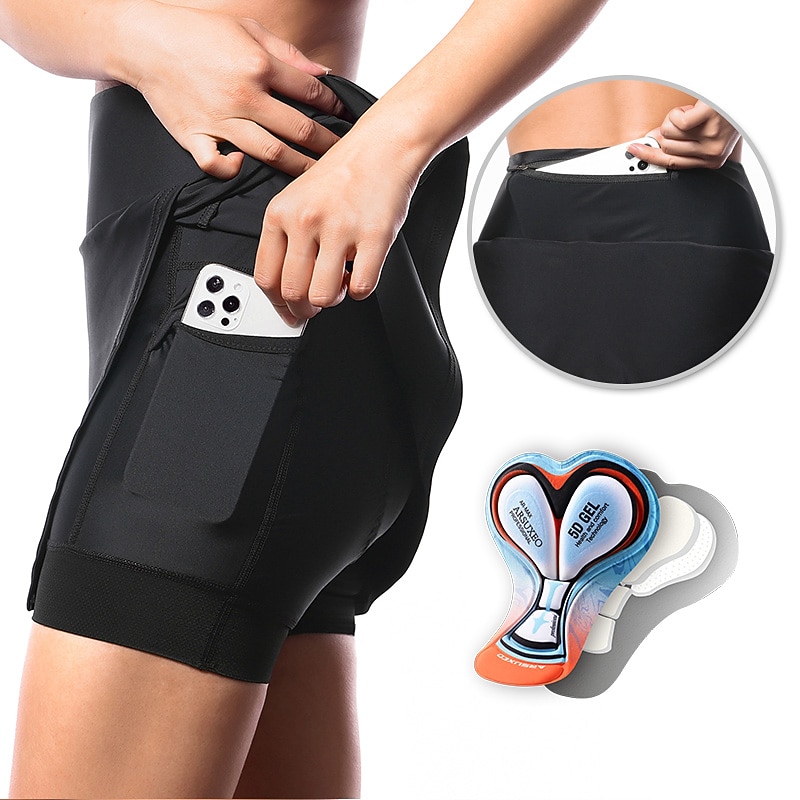 Arsuxeo Women's Cycling Skort Skirt Cycling Padded Shorts Bike Skirt Padded Shorts / Chamois Form Fit Mountain Bike MTB Road Bike Cycling Sports 3D Pad Cycling Wicking Comfortable Burgundy Dark Blue3