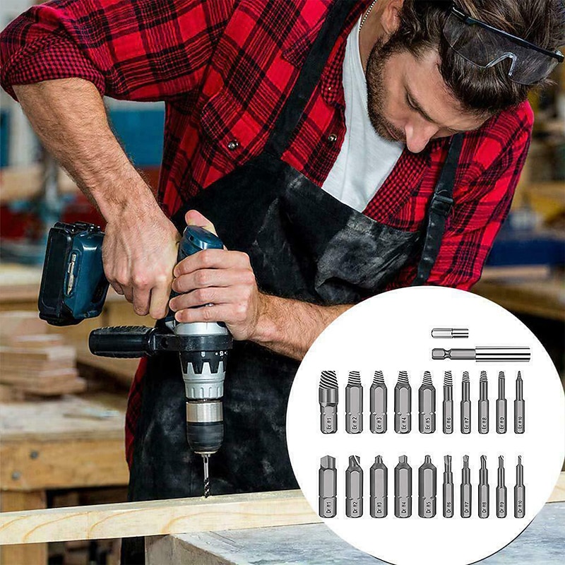 22/33PCS Extractor Drill Bit Set Stripped Broken Screw Bolt Remover Stud Slip Teeth Damaged Demolish Stripped Broken Tools3