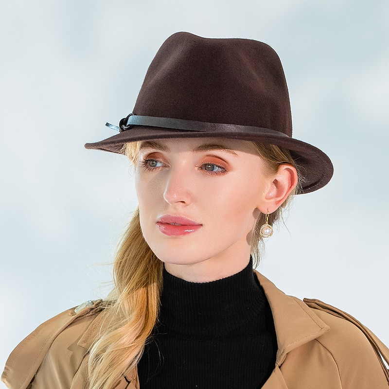 Noble Wool Ladies Party/Outdoor/Casual Hat With Leather Belt(More Colors)2