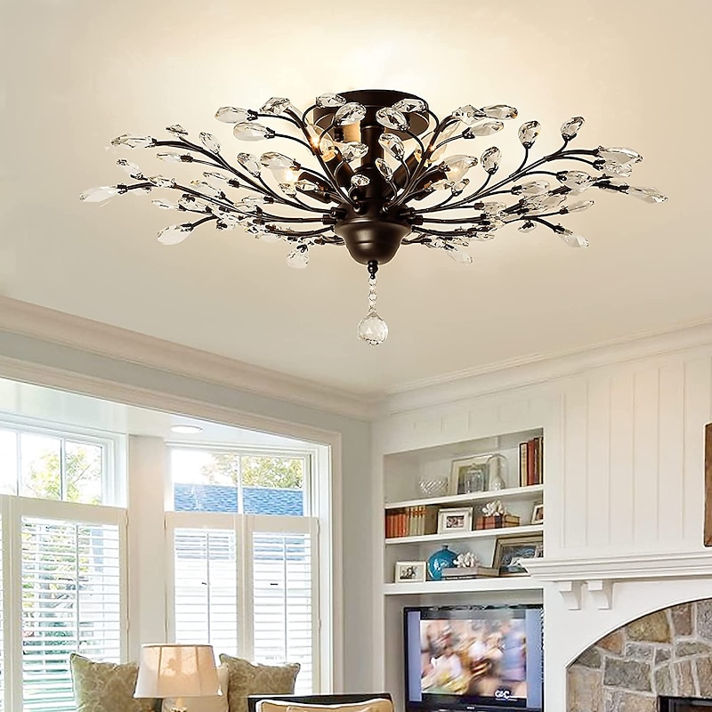 Crystal Chandelier Retro 4 Heard 8 Heard Chandeliers K9 Transparent Crystal Chandelier Ceiling Lamp Living Room Bedroom Dining Room Porch Corridor2