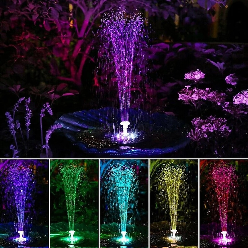 Solar Fountain Lights Water Pump Pool Pond Light Remote Control Garden Decoration Bird Bath Solar Powered Fountain Floating Water2