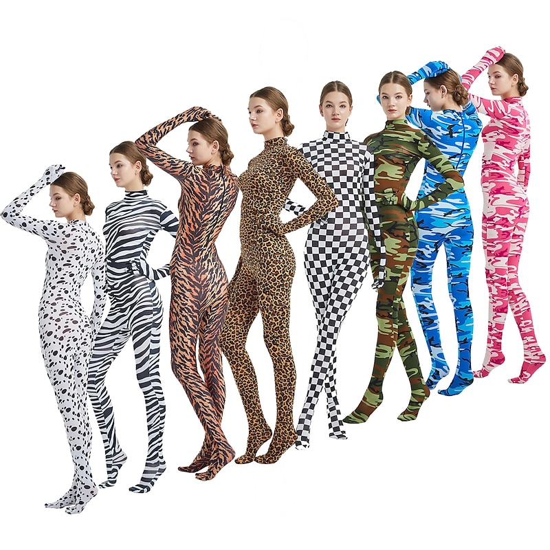 Zentai Suits Cosplay Costume Bodysuit Carnival Costume Full Body Suit Women's All Boys Cosplay Sexy Costume Plaid Checkered Camouflage Animal Fur Pattern Lycra Spandex Costume for Halloween Carnival - Main Image