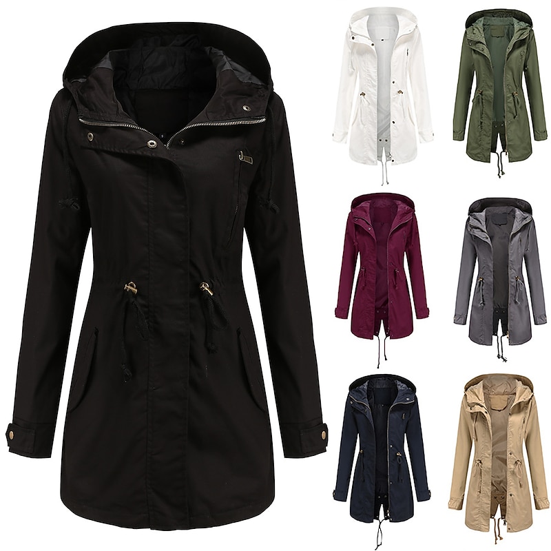 Women's Hoodie Jacket Hiking Jacket Hiking Windbreaker Outdoor Windproof Lightweight Comfortable Breathable Outerwear Trench Coat Top Fishing Climbing Beach claret Black White Navy Blue Army Green3