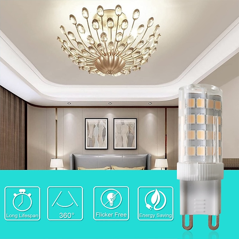 6pcs LED Light Bulb G9 Bi Pin Lamp 4W AC220V 52 LED SMD2835 Spotlight Chandelier Ceiling Light 40W Halogen Equivalent Warm Cold White AC110-240V Non-dimmable2