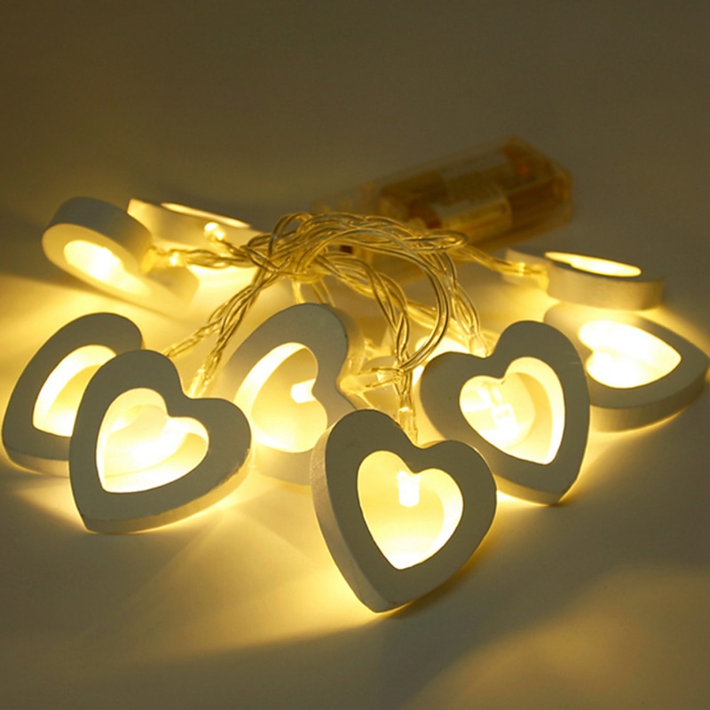 Elegant Wedding Reception Party 3M 20Led Love Heart LED String Light Wooden Fairy Lights for Window Room Indoor Outdoor Decor Christmas Wedding Party Decoration2