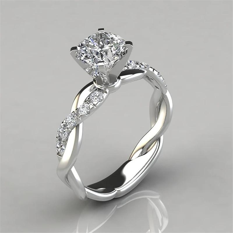 1pcs siliver gold rose gold princess diamond ring cross twist diamond ring for women 2025 - $3.49