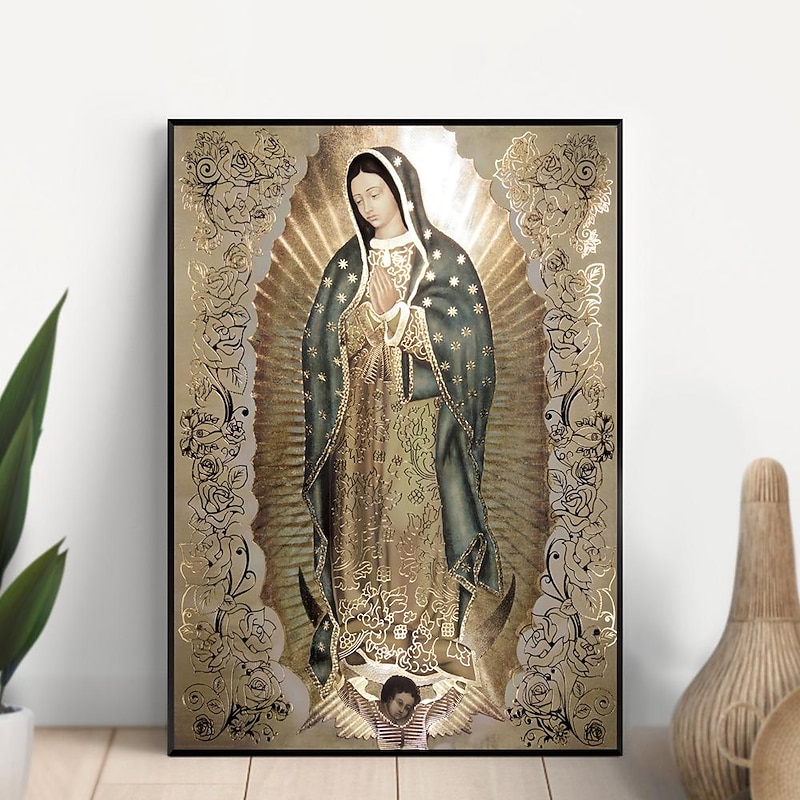 our lady of guadalupe home decor canvas painting living room background wall painting poster frameless spray painting core