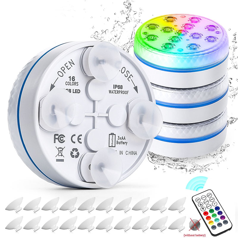 Submersible Lights 13 Leds Pool Pond Light RGB with Remote Underwater Night Light IP68 Magnet Bright Lamp for Pond Aquarium new 2022