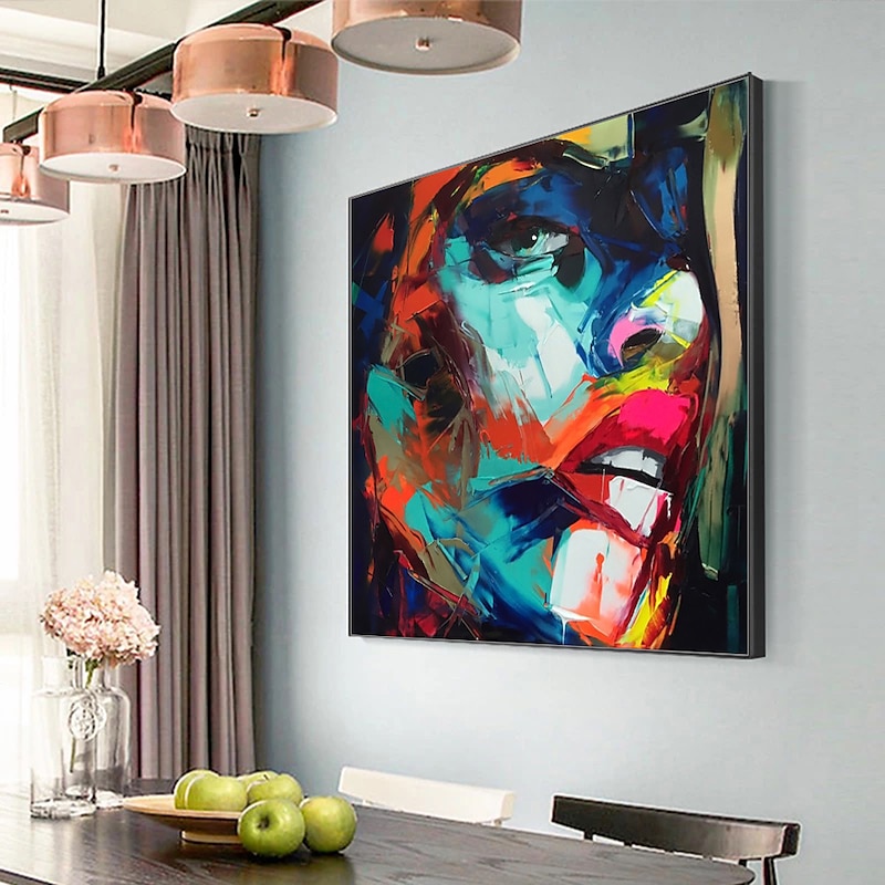 Mintura Handmade Face Oil Paintings On Canvas Wall Art Decoration Modern Abstract Figure Pictures For Home Decor Rolled Frameless Unstretched Painting3