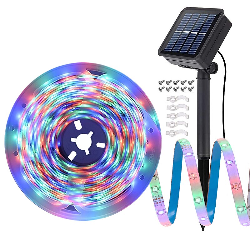Solar RGB LED Strip Light 8 Lighting Modes Outdoor Waterproof IP65 3M 9.8ft Garden Pathway Deck Terrace Decorative Lighting2