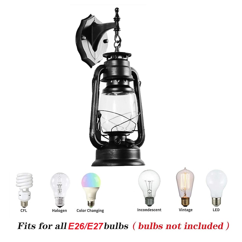Country Style Lantern Wall Lamp Retro Glass Shade Sconce Fixture for Bedroom Farmhouse Lighting 7 inches Deep x 15 inches High4
