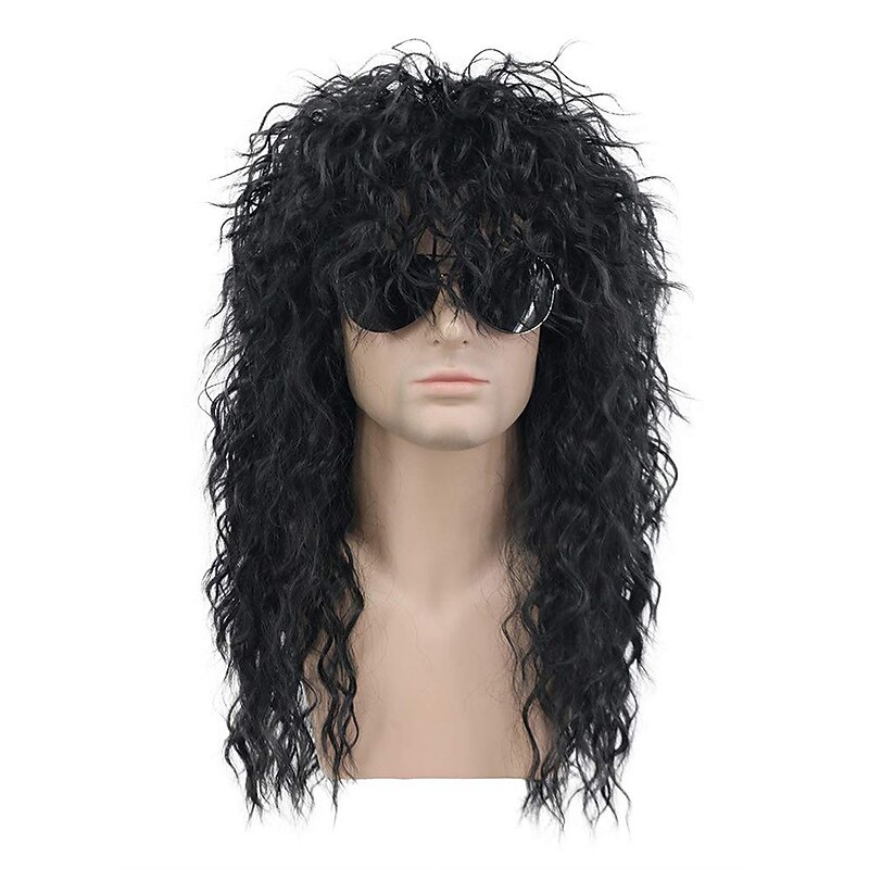 70s 80s Rocker Metal Wig Mens Long Curly Black Party Wig Carnival Costume Anime Wig Halloween Wigs2