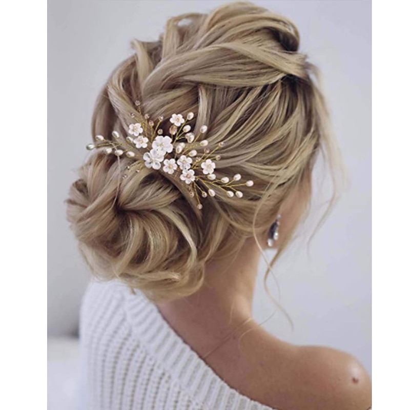 Bridal Headwear European and American Style Hair Accessories Handmade Soft Pottery Pearl Hair Comb Wedding Accessories