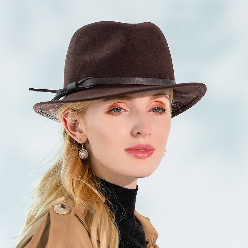Noble Wool Ladies Party/Outdoor/Casual Hat With Leather Belt(More Colors)4