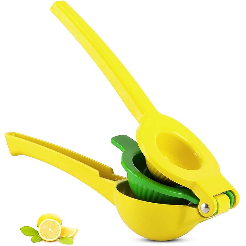 2-In-1 Lemon Lime Squeezer - Hand Juicer Lemon Squeezer - Max Extraction Manual Citrus Juicer (Vibrant Yellow and Blue Atoll)4
