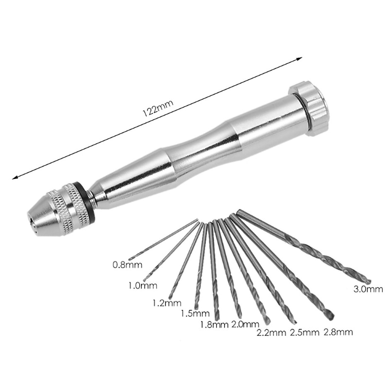 Mini Aluminum Hand Drill  10pcs Micro HSS Twist Drill Bits For Jewelry Watch Hobby Hand Tool DIY Manual Brilling Tool 0.8-3mm4