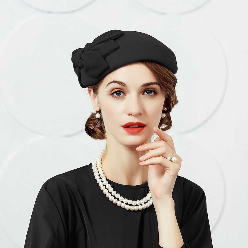 Wool Kentucky Derby Hat / Hats / Headwear with Floral 1pc Wedding / Special Occasion / Party / Evening Headpiece