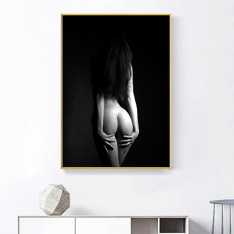 People Wall Art Canvas Black and White Sexy Woman Back Poster Prints and Posters  Pictures Decorative Fabric Painting For Living Room Pictures No Frame