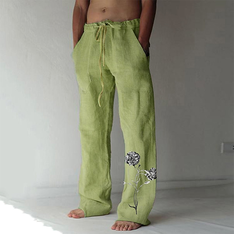 Men's Graphic Graphic Prints Trousers Summer Pants Beach Pants Mid Waist Fashion Streetwear Designer Casual Daily For Vacation Elastic Drawstring Design Front Pocket Straight Leg Spring &  Fall 3D3