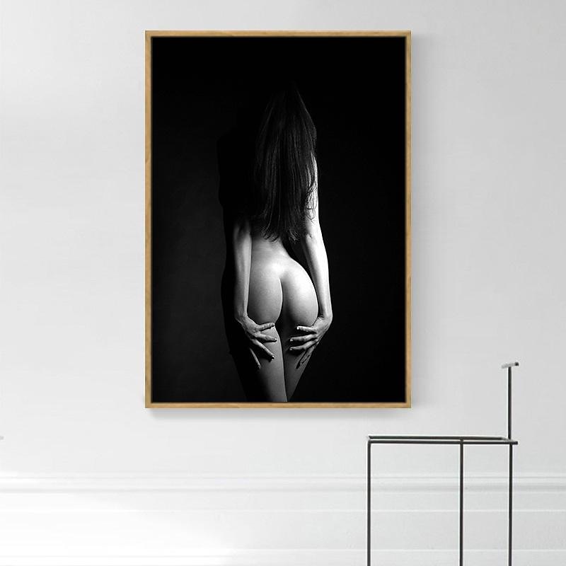 People Wall Art Canvas Black and White Sexy Woman Back Poster Prints and Posters  Pictures Decorative Fabric Painting For Living Room Pictures No Frame3