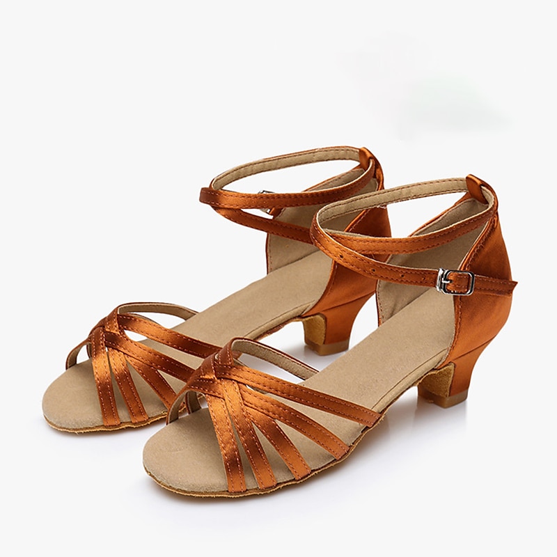 Girls' Silver Strappy Latin Dance Shoes – Low Heel Ballroom Sandals with Suede Sole for Performance & Practice4