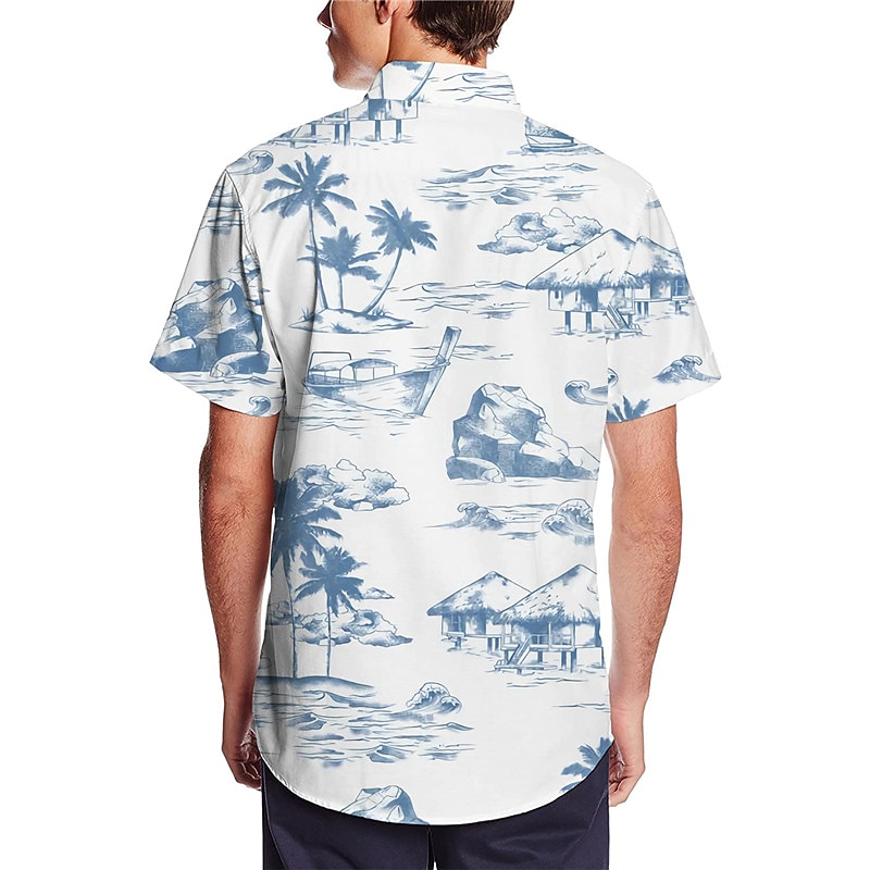 Men's Coconut Tree Tropical Plants Shirt Summer Hawaiian Shirt Aloha Shirt Short Sleeves Shirt Turndown Fashion Designer Casual Outdoor Street Casual White Brown Green 3D Print S M L3