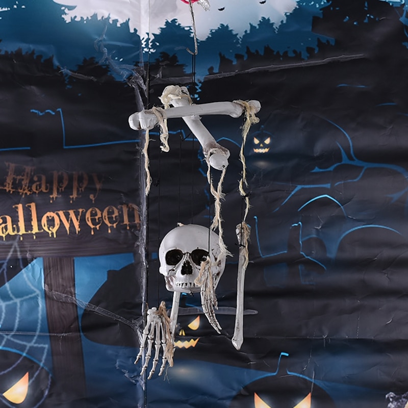 Halloween Skull Skeleton Wind Chime Pendant Wall Hanging Gift Ornament Home Garden Decor 40x60cm/16