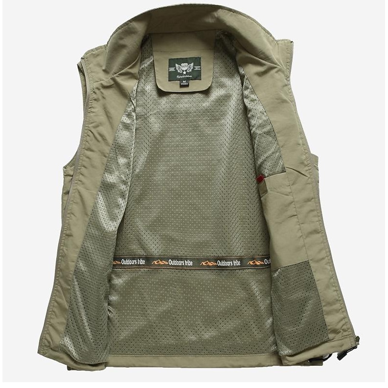 Men's Fishing Vest Hiking Vest Top Outdoor Breathable Quick Dry Multi Pockets Summer Mesh Polyester Navy Black khaki Climbing Camping / Hiking / Caving2