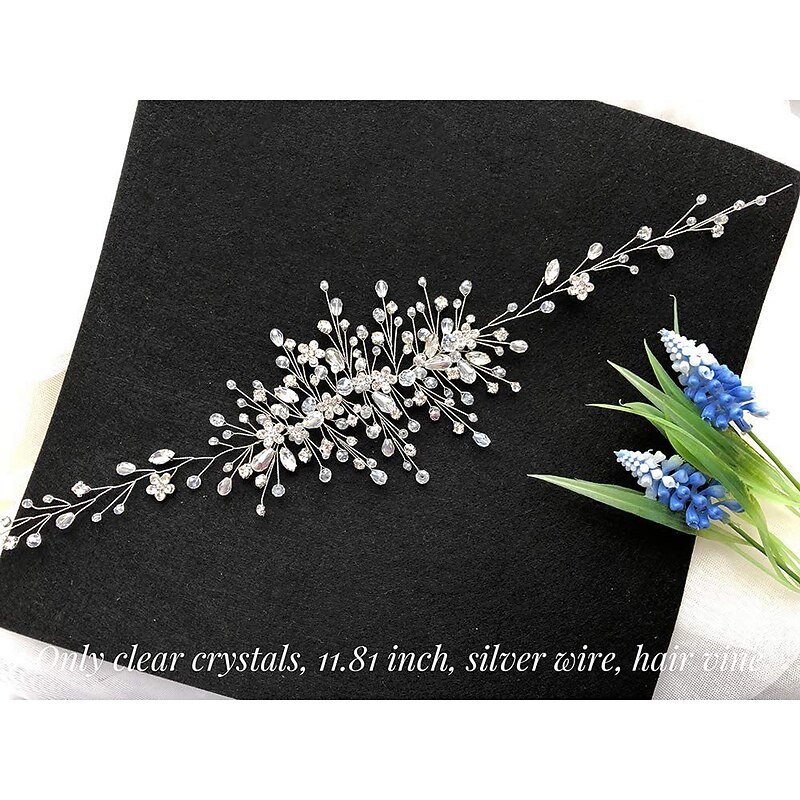 Bridal Jewelry Hair Accessories Handmade Crystal Shaped Hair Band Gold and Silver Crystal Gauze Dress Accessories Headdress3