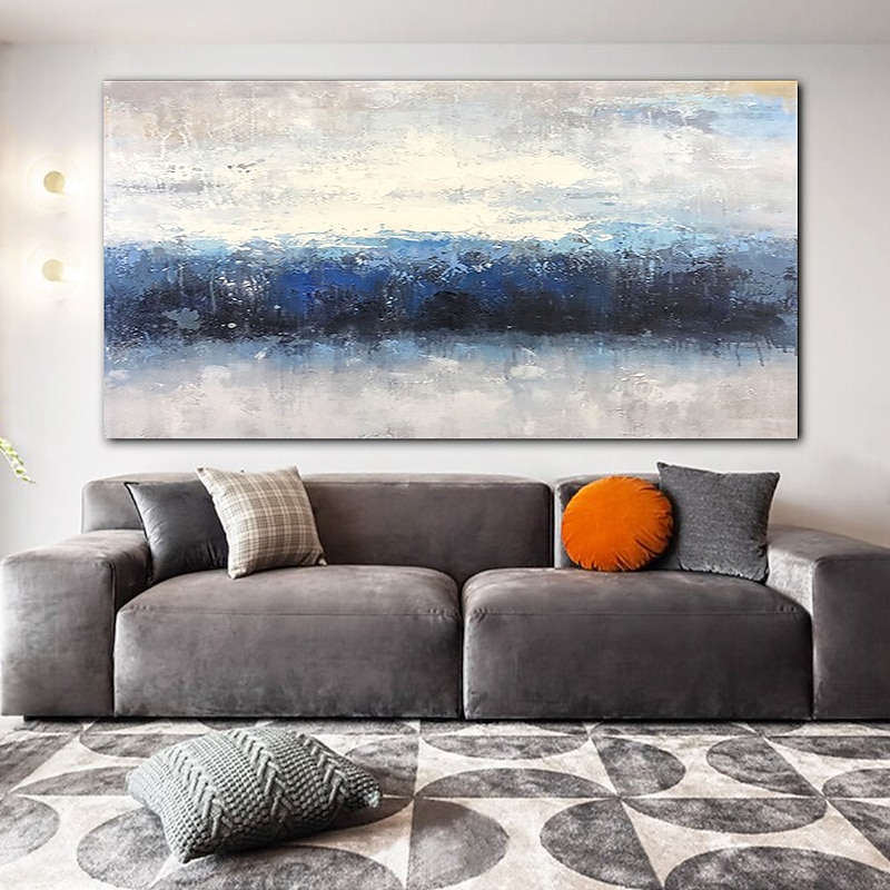 Handmade Oil Painting CanvasWall Art Decoration Abstract Knife Painting Landscape Bluefor Home Decor Rolled Frameless Unstretched Painting4