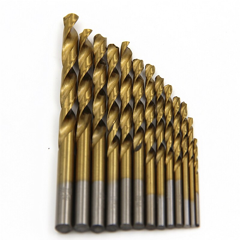 13pc 2-12mm Round Shank Twist Drill Bit Set Titanium Coated Hole Cutter High Speed Steel Gun Drill Bit Woodworking Metal Tool2