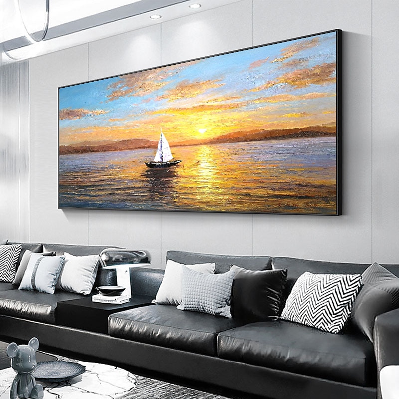Handmade Hand Painted Oil Painting Wall Art Ocean Sunset Landscape Home Decoration Decor Rolled Canvas No Frame Unstretched3
