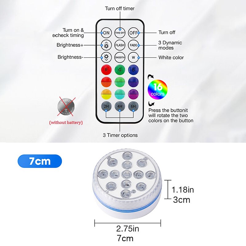 Submersible Lights 13 Leds Pool Pond Light RGB with Remote Underwater Night Light IP68 Magnet Bright Lamp for Pond Aquarium new 20224