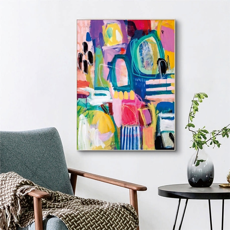 Handmade Hand Painted Oil Painting Wall Art Pink Modern Abstract Home Decoration Decor Rolled Canvas No Frame Unstretched4