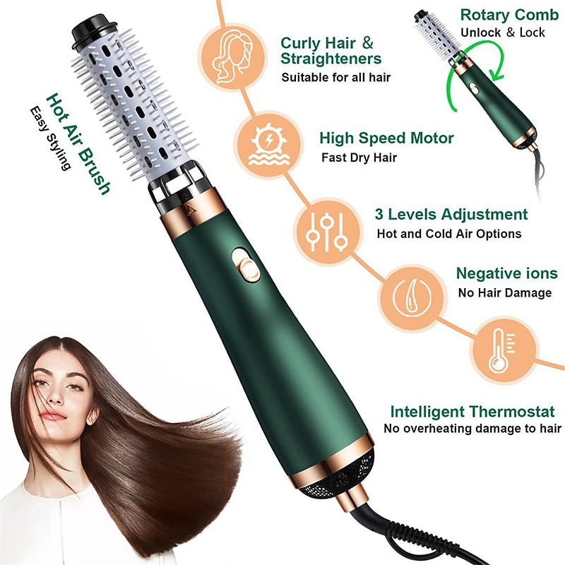Blow Dryer with Comb Hair Dryer Comb Hot Air Curling For Hair Roller  Ionic Hair Straightening Brush Quick Professional Brush Dry Hair Curler Curling Iron2