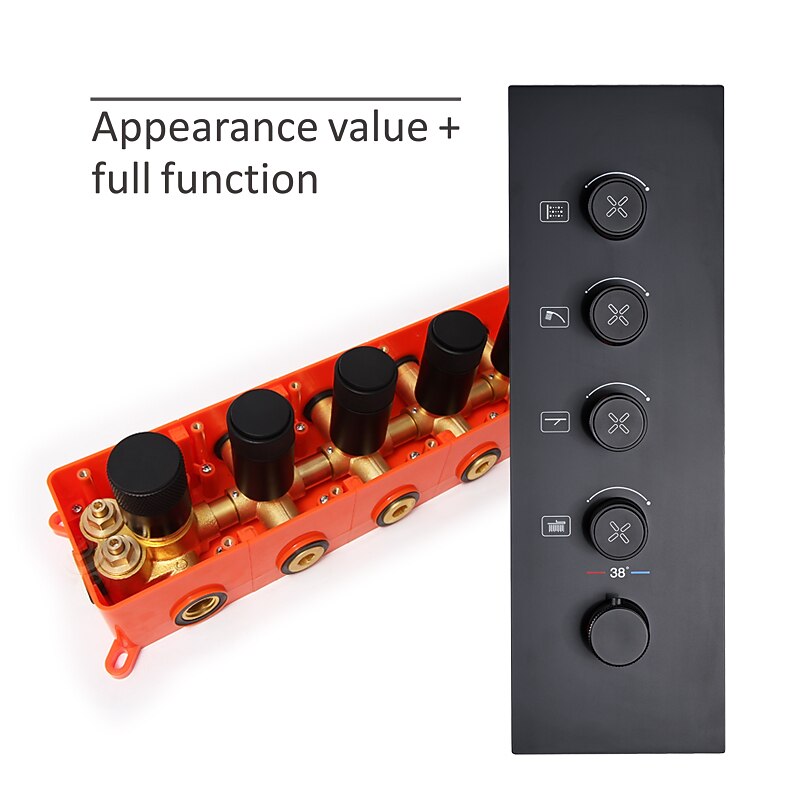 Shower Faucet,Rainfall Shower Head System Set - Rainfall Shower Contemporary Mount Inside Brass Valve Bath Shower Mixer Taps3