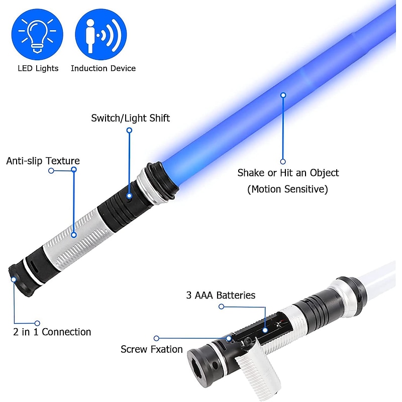 LED Light Up Toys with Sound Retractable 7 Colors LED Light Up Toys Graduation Gift for Boys Kids Party Favors - 2 Packfor Gift for Boy&Girls2