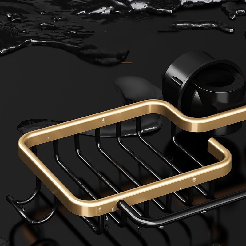Kitchen Storage Rack Faucet Rack Black Gold Household Sink Dishwashing Sponge Rag Drain Water Hanging Basket Sink3
