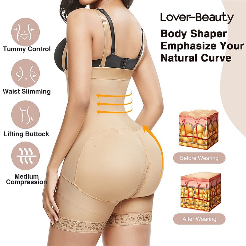 Shapewear for Women Tummy Control Body Shaper Butt Lifter Thigh Slimmer Faja Plus Size with Zipper Crotch2