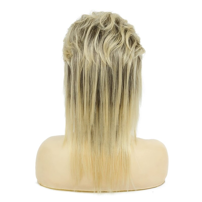 Beehive Wigs Mullet Wig Hair Metal Blonde Mullet Wigs for Women Ombre Black Curly Soft Heat Resistant Shoulder Length Hair 80s Rocker Cosplay Dark Roots Synthetic Wigs Halloween Wigs3
