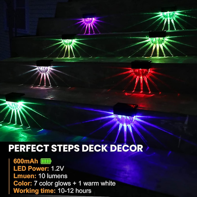 2/4/8pcs Outdoor Solar Deck Light Solar Waterproof Step Light Outdoor Fence Light For Courtyard Stairs Doorway Garden Landscape Decoration Warm White/RGB Lighting2