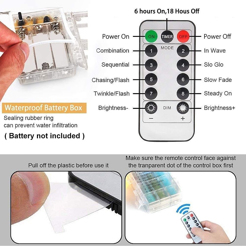 Waterproof Flexible LED Strip Lights Battery Operated 3m 9.8ft 90 LED Rope Lights Pool Light Strip Dimmable Lights for Indoor Outdoor TV Table Bedroom Kitchen Christmas4