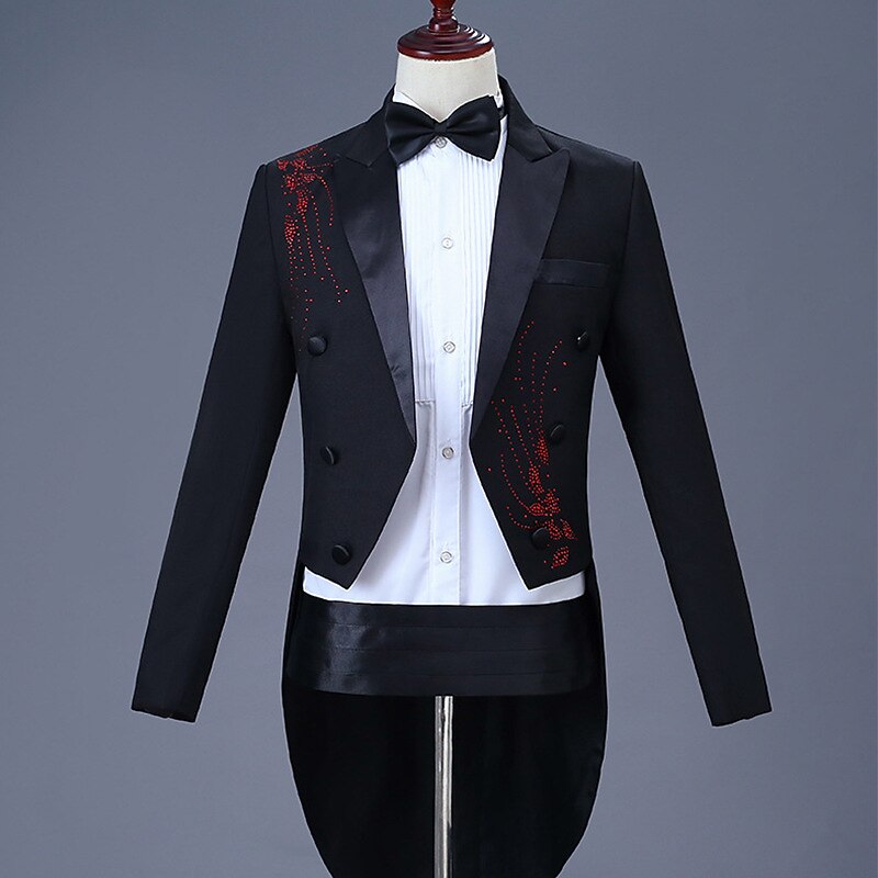 Retro Vintage Roaring 20s 1920s Tuxedo Peak Lapel The Great Gatsby Gangster Two Piece Fancy Dress Men's Masquerade Party / Evening Bachelorette Party Adults Coat Pants3