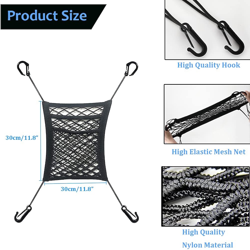 3-Layer Car Mesh Organizer 1 PackSeat Back Net Bag OrganizerSeat Back Net Bag Barrier of Backseat Dog or Pet for Car/SUV/Truck2