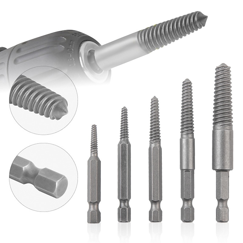 6pc Broken Wire Extractor Screw Extractor Hexagonal Handle Extractor Tool Broken Head Screw To Take Out Broken Wire2