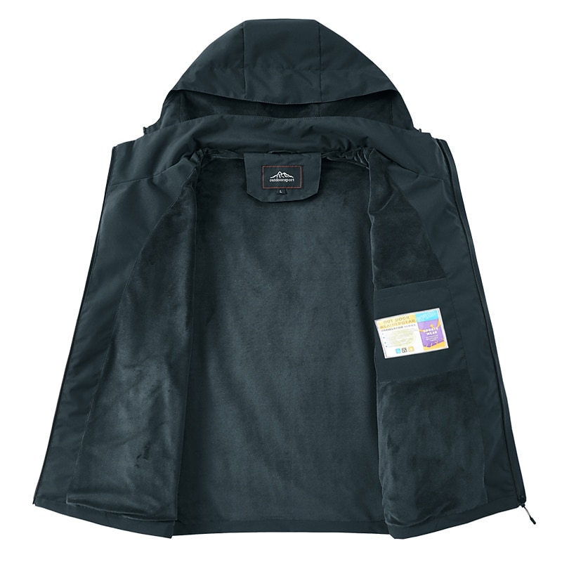 Men's Hiking Jacket Waterproof Hiking Jacket Rain Jacket Winter Outdoor Thermal Warm Waterproof Windproof Lightweight Outerwear Windbreaker Trench Coat Full Length Visible Zipper Fishing Climbing4