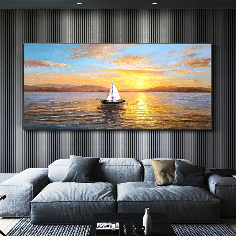 Handmade Hand Painted Oil Painting Wall Art Ocean Sunset Landscape Home Decoration Decor Rolled Canvas No Frame Unstretched4