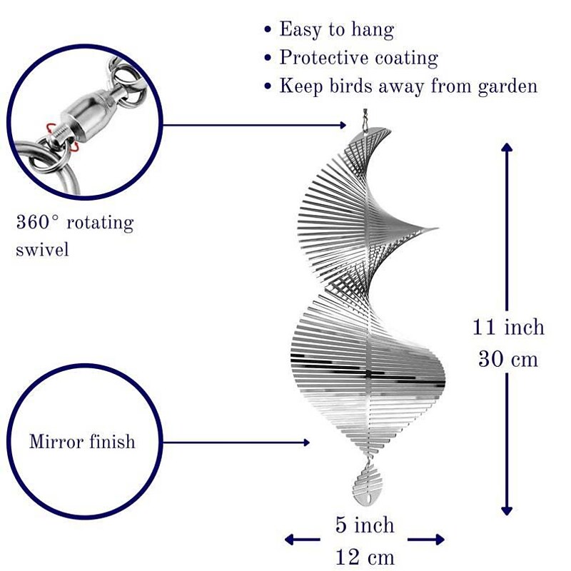 Helix Wind Spinner Wind Chime Outdoor Pendant Handmade Gift Steel Wind Chime Ornament Garden Hanging Decor Art2