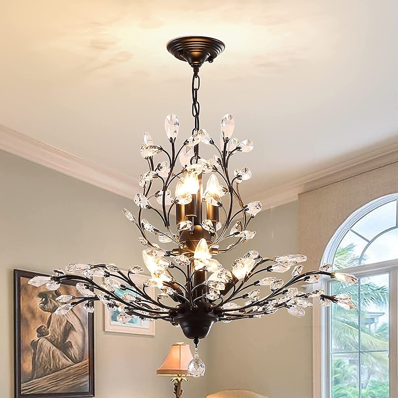 Crystal Chandelier Retro 4 Heard 8 Heard Chandeliers K9 Transparent Crystal Chandelier Ceiling Lamp Living Room Bedroom Dining Room Porch Corridor3
